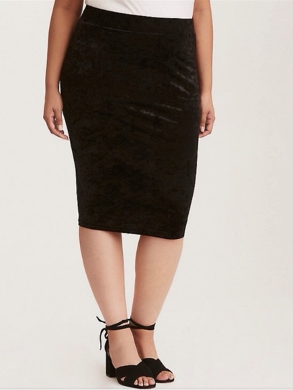 Torrid Whimsigoth Punk Black Crushed Velvet Pencil Midi Skirt Plus Size 2X